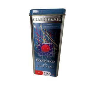 Classic Games Metal Pick Up Sticks & Jacks N Ball Set In Tin Case Ages 6+ By Car